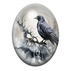 Cabochon en Verre Illustré Corbeau Gothique 13x18, 18x25 ou 30x40mm  pour la Création de Bijoux Fantaisie - DIY
