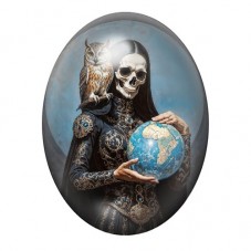 Cabochon en Verre Illustré Squelette Terre Gothique 13x18, 18x25 ou 30x40mm  pour la Création de Bijoux Fantaisie - DIY