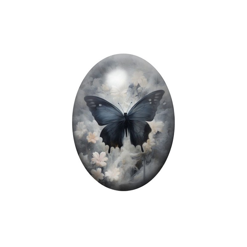 Cabochon en Verre Illustré Papillon Gothique 13x18, 18x25 ou 30x40mm