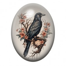 Cabochon en Verre Illustré Corbeau Gothique 13x18, 18x25 ou 30x40mm  pour la Création de Bijoux Fantaisie - DIY