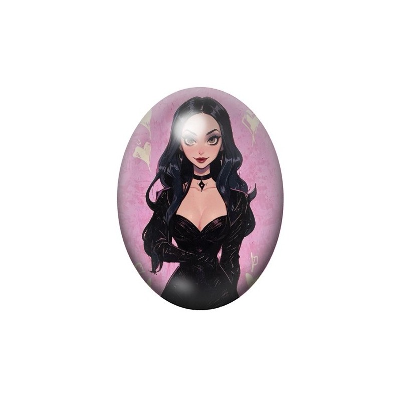 Cabochon en Verre Illustré Femme Gothique 13x18, 18x25 ou 30x40mm