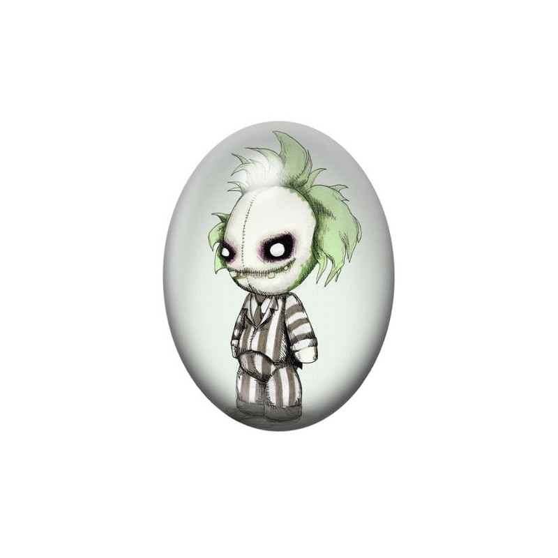 Cabochon en Verre Illustré Beetlejuice Gothique 13x18, 18x25 ou 30x40mm