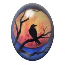 Cabochon en Verre Illustré Corbeau Gothique 13x18, 18x25 ou 30x40mm  pour la Création de Bijoux Fantaisie - DIY