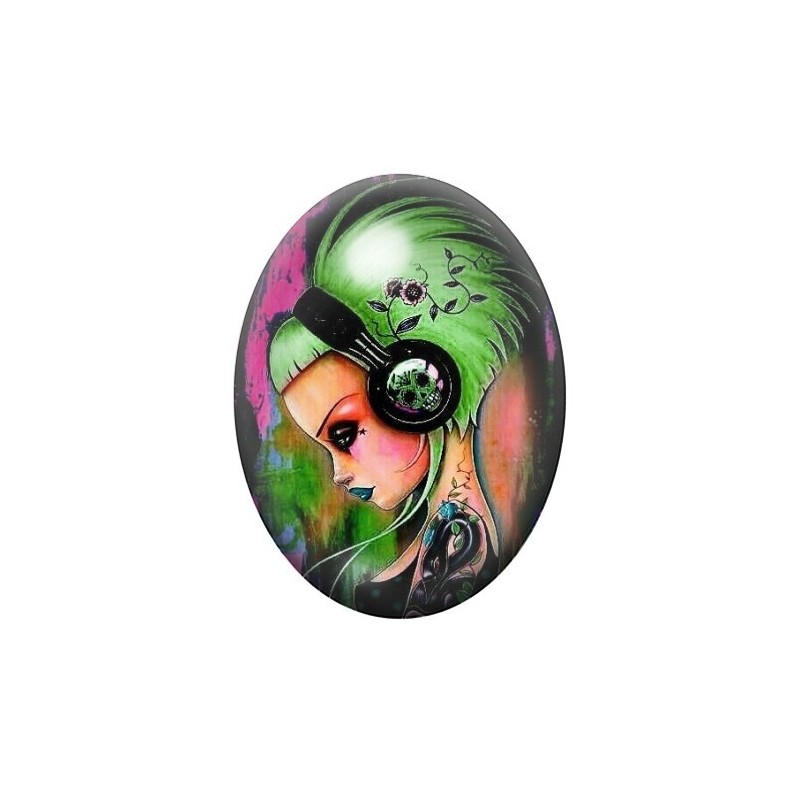 Cabochon en Verre Illustré Punk Gothique 13x18, 18x25 ou 30x40mm