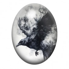 Cabochon en Verre Illustré Corbeau Sombre en Vol 13x18, 18x25 ou 30x40mm pour la création de bijoux fantaisie - DIY