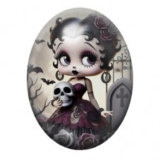 Cabochon en Verre Illustré Betty Boop Gothique 13x18, 18x25 ou 30x40mm  pour la Création de Bijoux Fantaisie - DIY