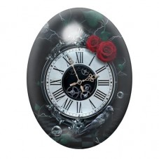 Cabochon en Verre Illustré Horloge Roses Gothique 13x18, 18x25 ou 30x40mm  pour la Création de Bijoux Fantaisie - DIY