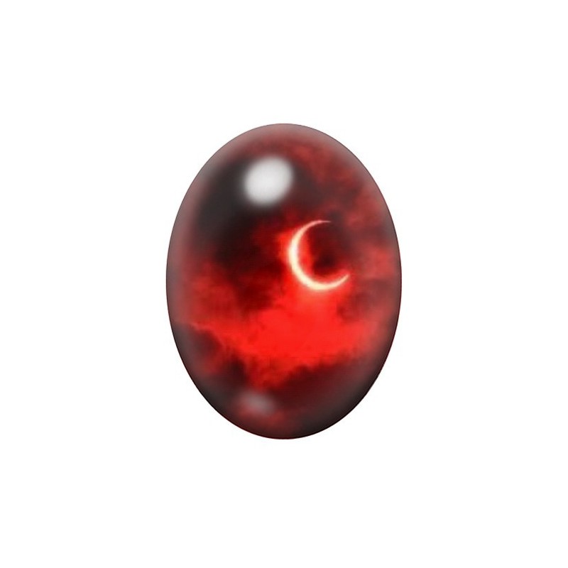 Cabochon en Verre Illustré Lune Rouge Gothique 13x18, 18x25 ou 30x40mm