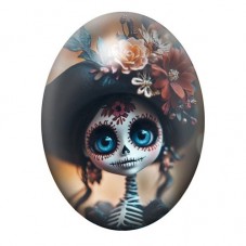 Cabochon en Verre Illustré Blythe Calavera Gothique 13x18, 18x25 ou 30x40mm  pour la Création de Bijoux Fantaisie - DIY