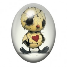 Cabochon en Verre Illustré Poussin Coeur Gothique 13x18, 18x25 ou 30x40mm  pour la Création de Bijoux Fantaisie - DIY