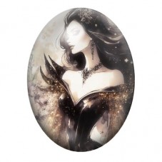 Cabochon en Verre Illustré Femme Gothique 13x18, 18x25 ou 30x40mm  pour la Création de Bijoux Fantaisie - DIY