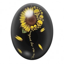 Cabochon en Verre Illustré Tournesol Crâne Gothique 13x18, 18x25 ou 30x40mm  pour la Création de Bijoux Fantaisie - DIY