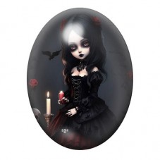 Cabochon en Verre Illustré Jeune Fille Gothique 13x18, 18x25 ou 30x40mm  pour la Création de Bijoux Fantaisie - DIY
