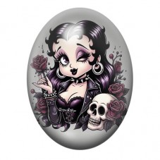 Cabochon en Verre Illustré Betty Boop Gothique 13x18, 18x25 ou 30x40mm  pour la Création de Bijoux Fantaisie - DIY