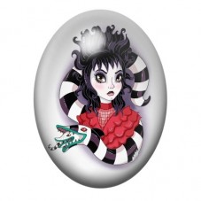 Cabochon en Verre Illustré Beetlejuice Gothique 13x18, 18x25 ou 30x40mm  pour la Création de Bijoux Fantaisie - DIY