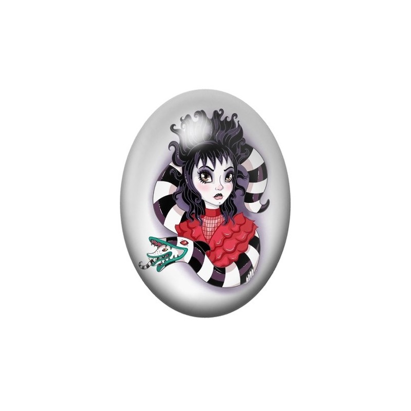 Cabochon en Verre Illustré Beetlejuice Gothique 13x18, 18x25 ou 30x40mm