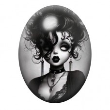 Cabochon en Verre Illustré Betty Boop Gothique 13x18, 18x25 ou 30x40mm  pour la Création de Bijoux Fantaisie - DIY