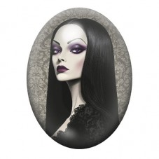 Cabochon en Verre Illustré Femme Gothique 13x18, 18x25 ou 30x40mm  pour la Création de Bijoux Fantaisie - DIY