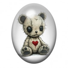 Cabochon en Verre Illustré Nounours Coeur Gothique 13x18, 18x25 ou 30x40mm  pour la Création de Bijoux Fantaisie - DIY