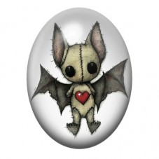 Cabochon en Verre Illustré Chauve-Souris Coeur Gothique 13x18, 18x25 ou 30x40mm  pour la Création de Bijoux Fantaisie - DIY