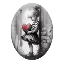 Cabochon en Verre Illustré Femme Coeur Gothique 13x18, 18x25 ou 30x40mm  pour la Création de Bijoux Fantaisie - DIY