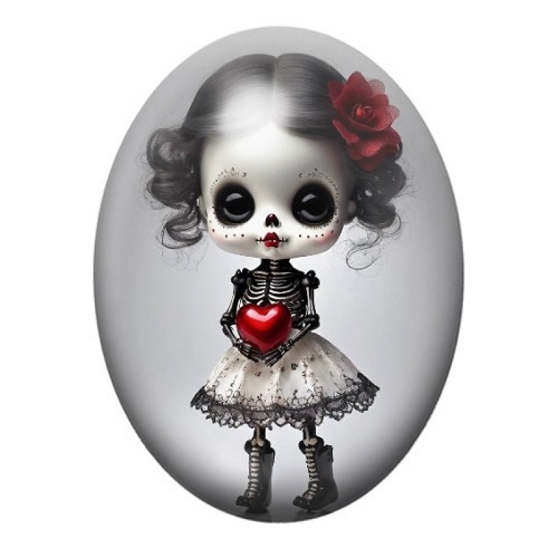 Cabochon en Verre Illustré Poupée Blythe Coeur Gothique 13x18, 18x25 ou 30x40mm
