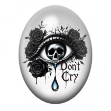 Cabochon en Verre Illustré Œil Calavera Don’t Cry 13x18, 18x25 ou 30x40mm pour la création de bijoux fantaisie - DIY