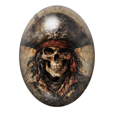Cabochon en Verre Illustré Squelette Pirate Gothique 13x18, 18x25 ou 30x40mm  pour la Création de Bijoux Fantaisie - DIY