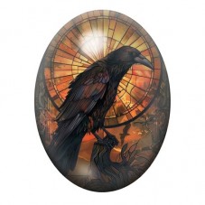 Cabochon en Verre Illustré Corbeau Gothique 13x18, 18x25 ou 30x40mm  pour la Création de Bijoux Fantaisie - DIY