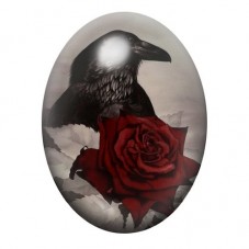Cabochon en Verre Illustré Corbeau Rose Gothique 13x18, 18x25 ou 30x40mm  pour la Création de Bijoux Fantaisie - DIY