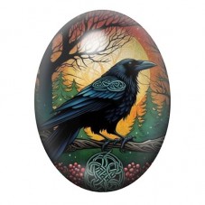Cabochon en Verre Illustré Corbeau Gothique 13x18, 18x25 ou 30x40mm  pour la Création de Bijoux Fantaisie - DIY