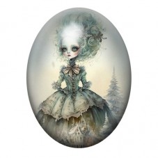 Cabochon en Verre Illustré Marquise Fantôme en Robe Ancienne 13x18, 18x25 ou 30x40mm pour la création de bijoux fantaisie - DIY
