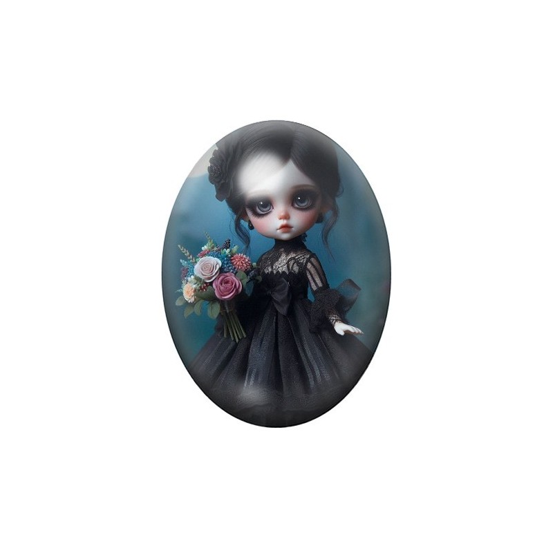 Cabochon en Verre Illustré Poupée Blythe Gothique 13x18, 18x25 ou 30x40mm