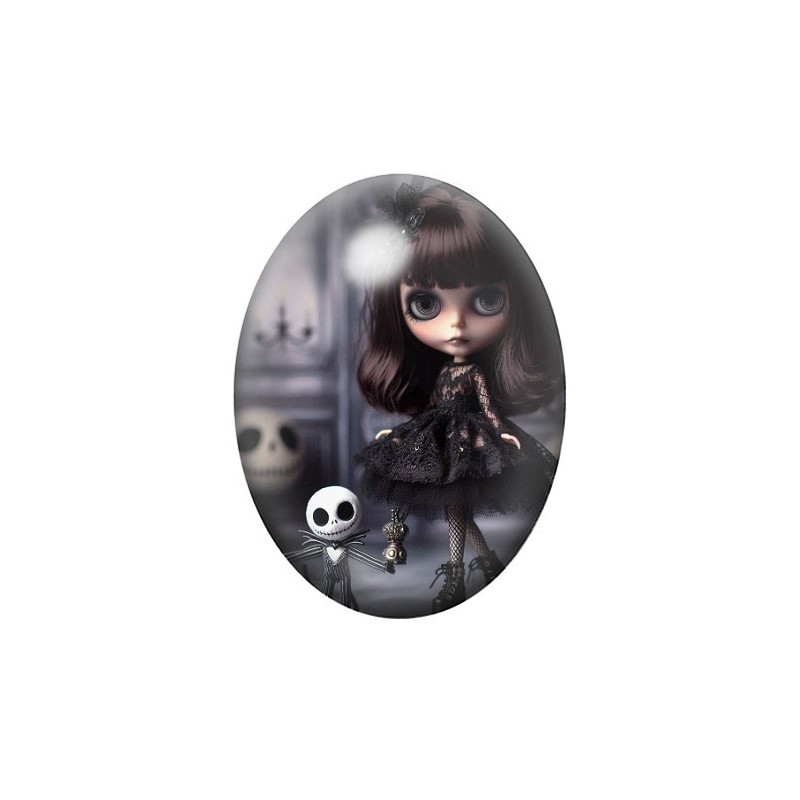 Cabochon en Verre Illustré Poupée Blythe Jack Gothique 13x18, 18x25 ou 30x40mm