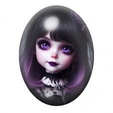 Cabochon en Verre Illustré Poupée Gothique aux Yeux Violets 13x18, 18x25 ou 30x40mm pour la création de bijoux fantaisie - DIY