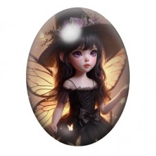 Cabochon en Verre Illustré Petite Sorcière Fée Gothique 13x18, 18x25 ou 30x40mm  pour la Création de Bijoux Fantaisie - DIY
