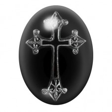 Cabochon en Verre Illustré Croix Gothique 13x18, 18x25 ou 30x40mm  pour la Création de Bijoux Fantaisie - DIY