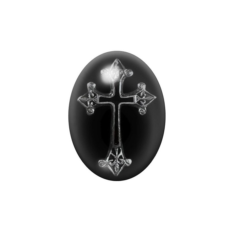 Cabochon en Verre Illustré Croix Gothique 13x18, 18x25 ou 30x40mm
