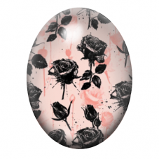 Cabochon en Verre Illustré Fleurs Roses Noires Gothique 13x18, 18x25 ou 30x40mm  pour la Création de Bijoux Fantaisie - DIY