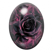 Cabochon en Verre Illustré Rose Fleur Gothique 13x18, 18x25 ou 30x40mm  pour la Création de Bijoux Fantaisie - DIY