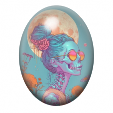 Cabochon en Verre Illustré Squelette Coloré Gothique 13x18, 18x25 ou 30x40mm  pour la Création de Bijoux Fantaisie - DIY