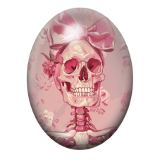 Cabochon en Verre Illustré Squelette Rose Gothique 13x18, 18x25 ou 30x40mm  pour la Création de Bijoux Fantaisie - DIY