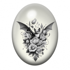 Cabochon en Verre Illustré Chauve-Souris Gothique 13x18, 18x25 ou 30x40mm  pour la Création de Bijoux Fantaisie - DIY