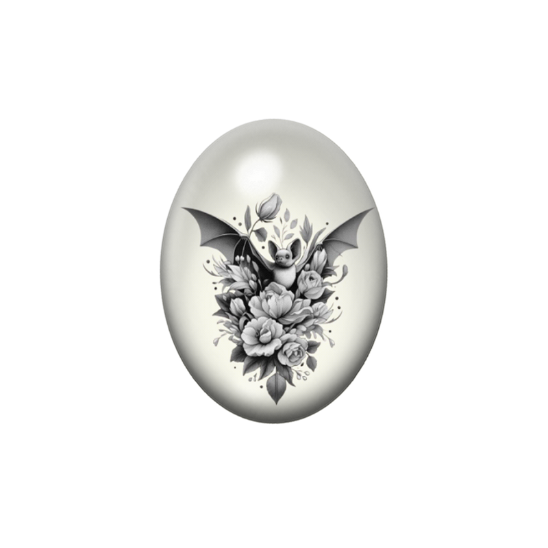 Cabochon en Verre Illustré Chauve-Souris Gothique 13x18, 18x25 ou 30x40mm