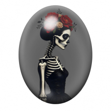 Cabochon en Verre Illustré Femme Squelette Gothique 13x18, 18x25 ou 30x40mm  pour la Création de Bijoux Fantaisie - DIY