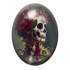 Cabochon en Verre Illustré Squelette Calavera Gothique 13x18, 18x25 ou 30x40mm  pour la Création de Bijoux Fantaisie - DIY