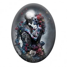 Cabochon en Verre Illustré Squelettes Amoureux Gothique 13x18, 18x25 ou 30x40mm  pour la Création de Bijoux Fantaisie - DIY