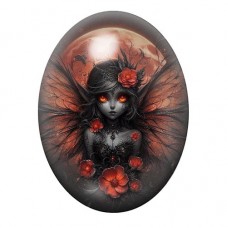 Cabochon en Verre Illustré Fée Fleurs Gothique 13x18, 18x25 ou 30x40mm  pour la Création de Bijoux Fantaisie - DIY