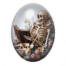 Cabochon en Verre Illustré Squelette Livre Gothique 13x18, 18x25 ou 30x40mm  pour la Création de Bijoux Fantaisie - DIY