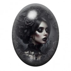 Cabochon en Verre Illustré Femme Gothique 13x18, 18x25 ou 30x40mm  pour la Création de Bijoux Fantaisie - DIY